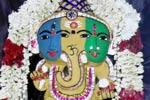 மூன்று முக சந்தனக்காப்பு அலங்காரத்தில் ராஜகணபதி!