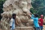 விநாயகர் சிலை தயாரிக்கும் பணியில் வட மாநிலத்தவர்