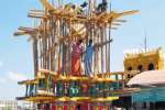 மேல்மலையனுார் கோவிலில் தேர் கட்டும் பணி தீவிரம்