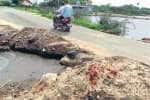 சேதுக்கரை அகத்தியர் தீர்த்தம் அருகே சேதமடைந்த சாலை