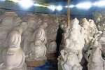 பிரதிஷ்டைக்கு தடை: தயாரிக்கப்பட்ட பிரம்மாண்ட விநாயகர் சிலைகள் தேக்கம்