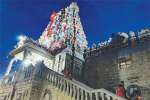 மின்னொளியில் ஜொலித்த திருமலைக்குமார சுவாமி கோயில்