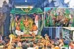 திருச்செந்தூர் சுப்பிரமணியசுவாமி கோயிலில் பச்சைசாத்தி கோலத்தில் சண்முகர் வீதி உலா