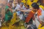 ஒரு லட்சம் ருத்ர ஜெப பாராயணம்; தங்கள் கைகளால் சிவனுக்கு அபிஷேகம் செய்த பக்தர்கள்