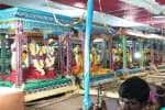 திருவாரூர் தியாகராஜர் கோவிலில் கண்டெய்னர் லாரிகளில் வீதி உலா வந்த 63 நாயன்மார்கள்