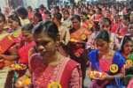 உலக நன்மை வேண்டி பெண்கள் கையில் தீப விளக்குகளை ஏந்தி ஊர்வலம்